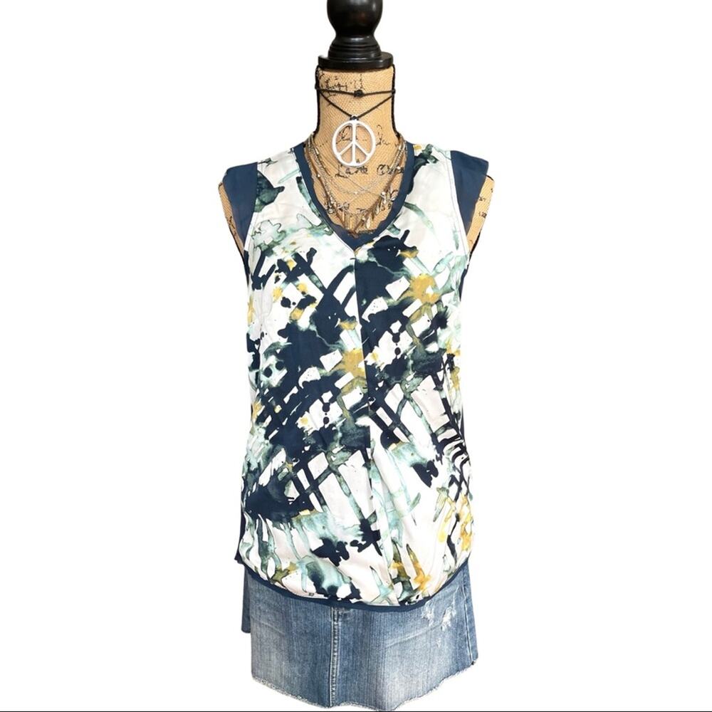 SIMPLY VERA VERA WANG TIE DYE SLEEVELESS TOP BLUE SIZE SMALL